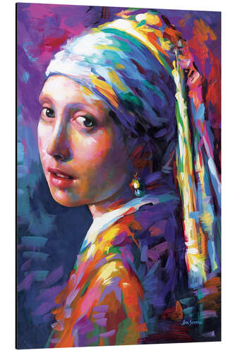 Aluminium print Girl with Pearl Earring, Colourful