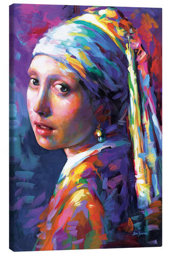 Canvas print Girl with Pearl Earring, Colourful