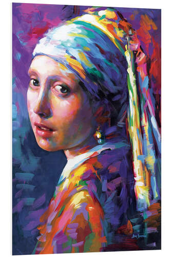 Foam board print Girl with Pearl Earring, Colourful