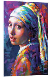 Tableau en PVC Girl with Pearl Earring, Colourful