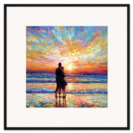 Framed art print Couple at the Beach Sunset