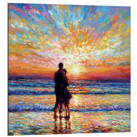 Magnettafel Paar am Strand im Sonnenuntergang