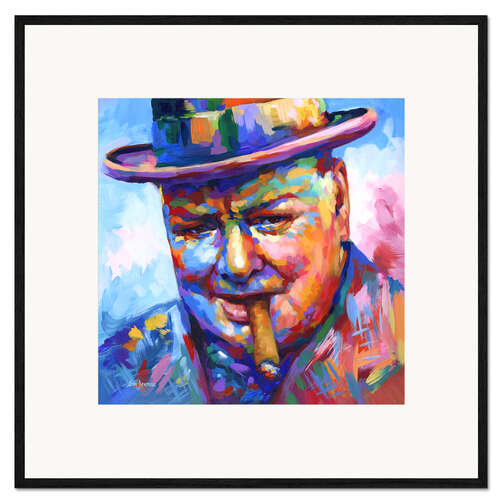 Impressão artística com moldura Winston Churchill Modern Portrait