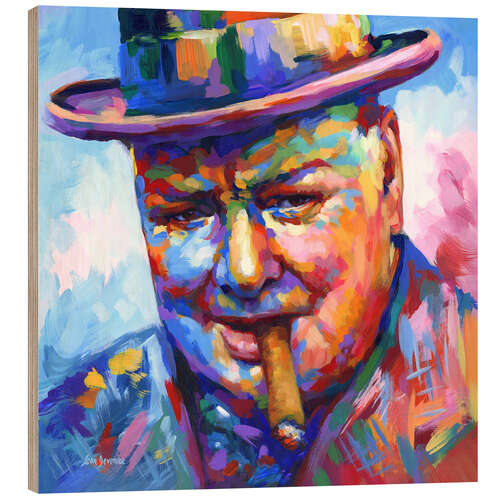 Quadro de madeira Winston Churchill Modern Portrait