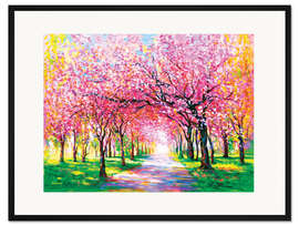 Gerahmter Kunstdruck Kirschblütenbäume