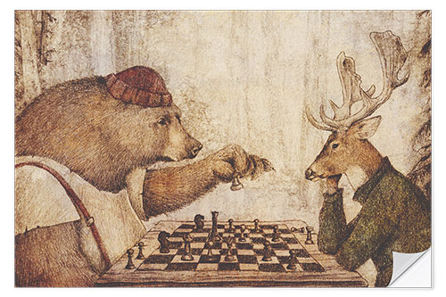 Selvklebende plakat Wild Chess