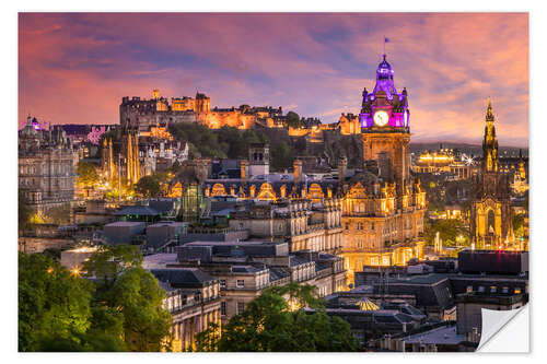 Selvklebende plakat Fantastic sunset in Edinburgh