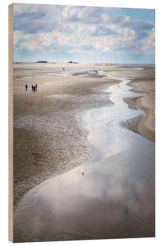 Holzbild Wattlandschaft am Strand von St. Peter Ording