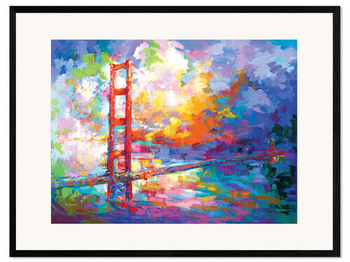 Gerahmter Kunstdruck Golden Gate Bridge Farbenfroh II