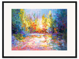 Gerahmter Kunstdruck Farbenfrohe Landschaft Abstrakt