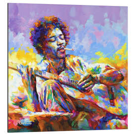 Cuadro de aluminio Jimi Hendrix playing the Guitar