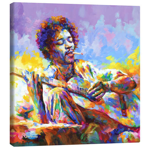 Canvas print Jimi Hendrix playing the Guitar