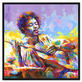Gerahmter Kunstdruck Jimi Hendrix an der Guitarre