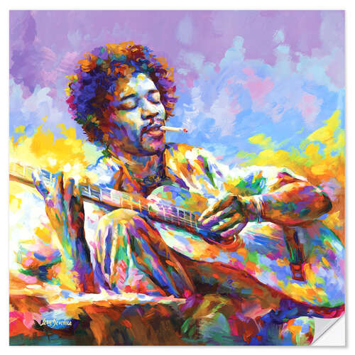 Wandsticker Jimi Hendrix an der Guitarre