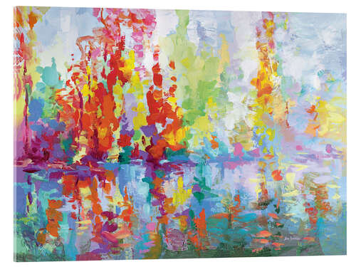 Acrylglasbild Farbenfroher Waldsee