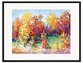 Gerahmter Kunstdruck Farbenfrohe Herbstlandschaft I