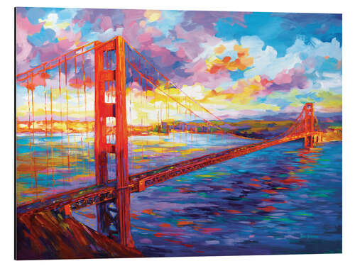 Tableau en aluminium Golden Gate Bridge Colourful III