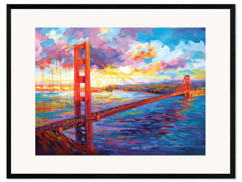 Gerahmter Kunstdruck Golden Gate Bridge Farbenfroh III