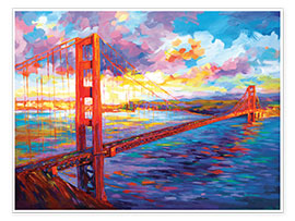 Wandbild  Golden Gate Bridge Farbenfroh III - Leon Devenice