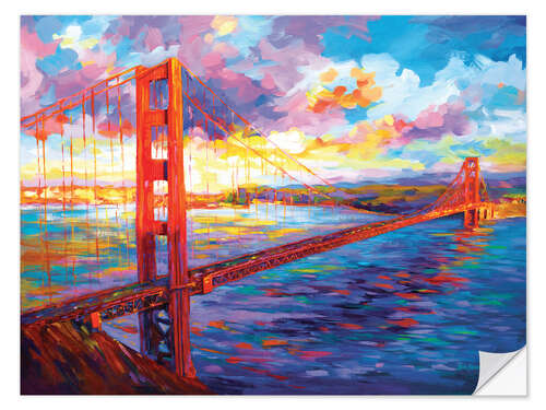 Självhäftande poster Golden Gate Bridge Colourful III