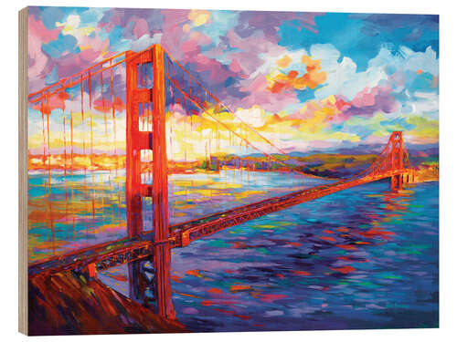 Holzbild Golden Gate Bridge Farbenfroh III