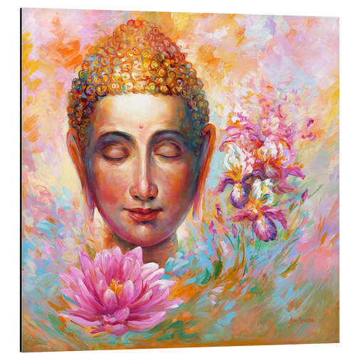 Alubild Buddha Lotus, Farbenfroh I