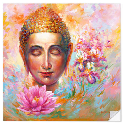 Sticker mural Buddha Lotus, Colourful I