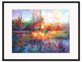 Gerahmter Kunstdruck Farbenfrohe Herbstlandschaft III