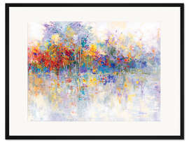 Gerahmter Kunstdruck Wald am gefrorenen See - Leon Devenice