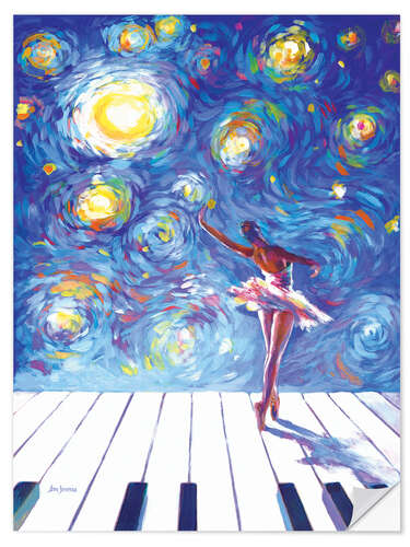 Selvklebende plakat Ballerina Starry Night