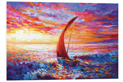 Foam board print Sailboat at Sunset