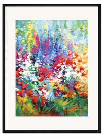 Gerahmter Kunstdruck Farbenfrohe Blumen Abstrakt