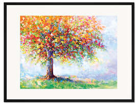 Gerahmter Kunstdruck Farbenfroher Baum des Lebens