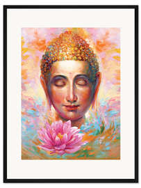 Gerahmter Kunstdruck Buddha Lotus, Farbenfroh II