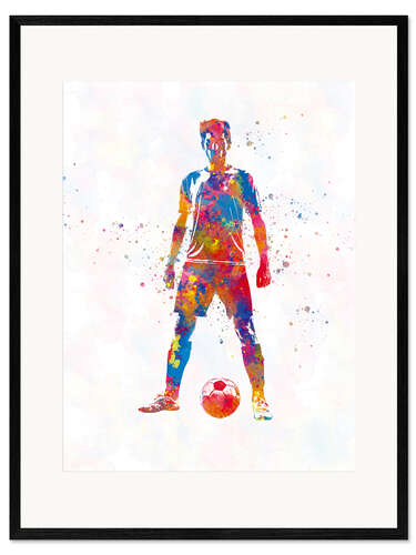 Inramat konsttryck Soccer player X