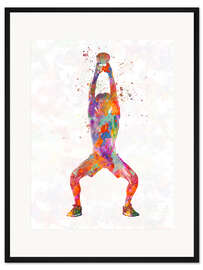 Gerahmter Kunstdruck Fitnessübung mit einem Ball V