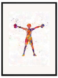 Gerahmter Kunstdruck Hanteltraining XII