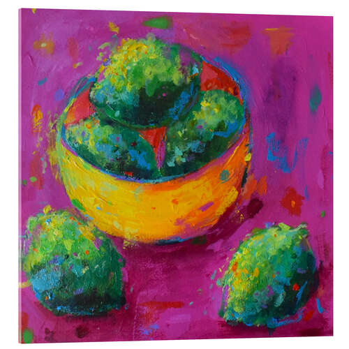 Acrylic print Limes in a Yellow Bowl