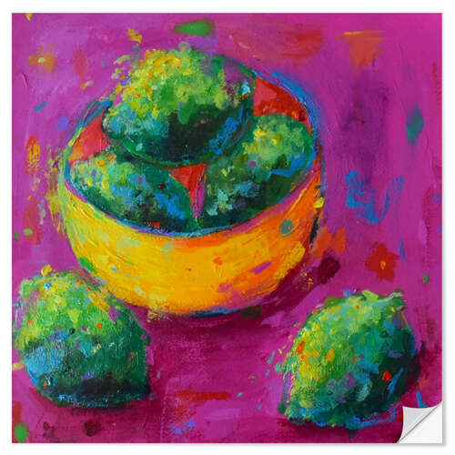 Självhäftande poster Limes in a Yellow Bowl