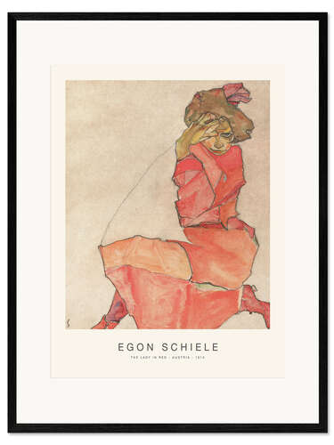 Framed art print Female Kneeling in an Orange Red Dress, 1918