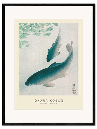 Impression artistique encadrée Nishikigoi, Two Koi Carp Fish, 1926