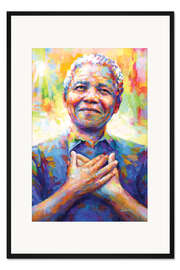 Gerahmter Kunstdruck Nelson Mandela Modernes Porträt