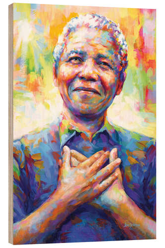 Wood print Nelson Mandela Modern Portrait