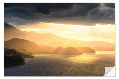 Sticker mural Sunset mood over Spiez and Lake Thun