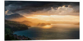 Aluminium print Sunset mood over Lake Thun and Spiez II