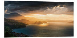 Foam board print Sunset mood over Lake Thun and Spiez II