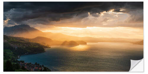 Vinilo para la pared Sunset mood over Lake Thun and Spiez II