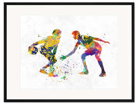 Gerahmter Kunstdruck Zwei Basketballspieler I