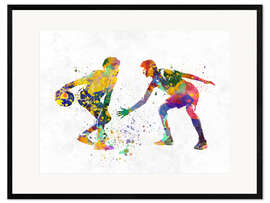 Ingelijste kunstdruk Two basketball players I