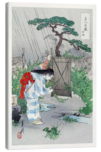 Canvas print Yamabuki Bush in the Rain